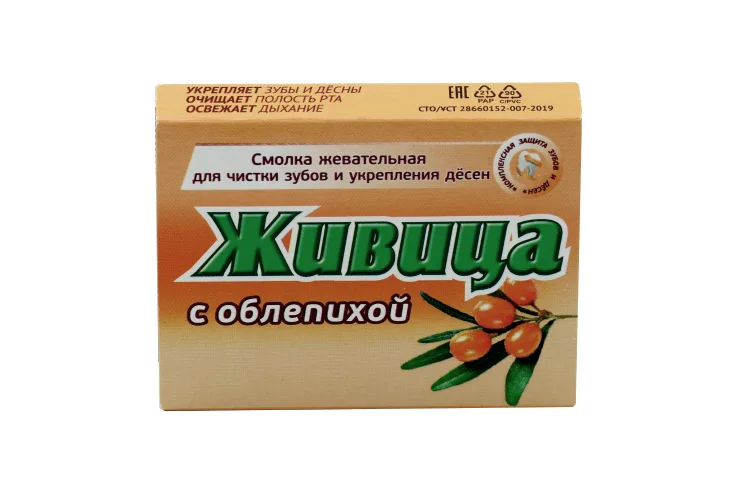 Смолка жевательная Живица из смолы лиственницы 5 шт Облепиха