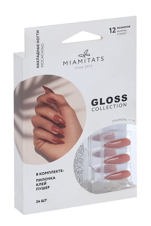 Набор накладных ногтей Miamitats Gloss (Stiletto) Moccachino (0469)