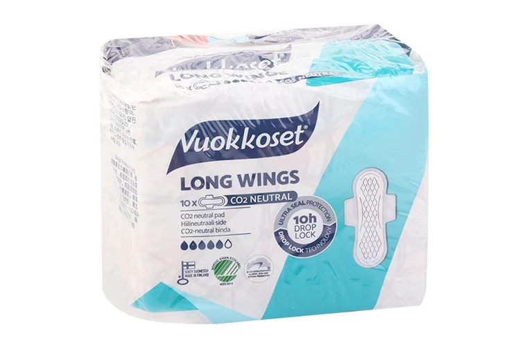 Прокладки Vuokkoset Long Wings гигиенические удлиненные с крылышками 10 шт