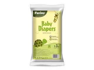 Подгузники детские Твинс S (4-9 кг) 3 шт прозрачный пакет