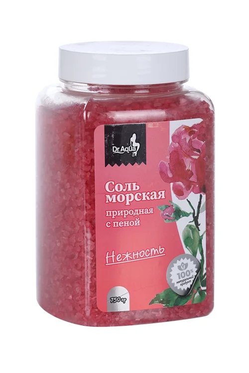 Соль для ванн Dr Aqua Релакс морская с пеной Нежность роза 750 гр