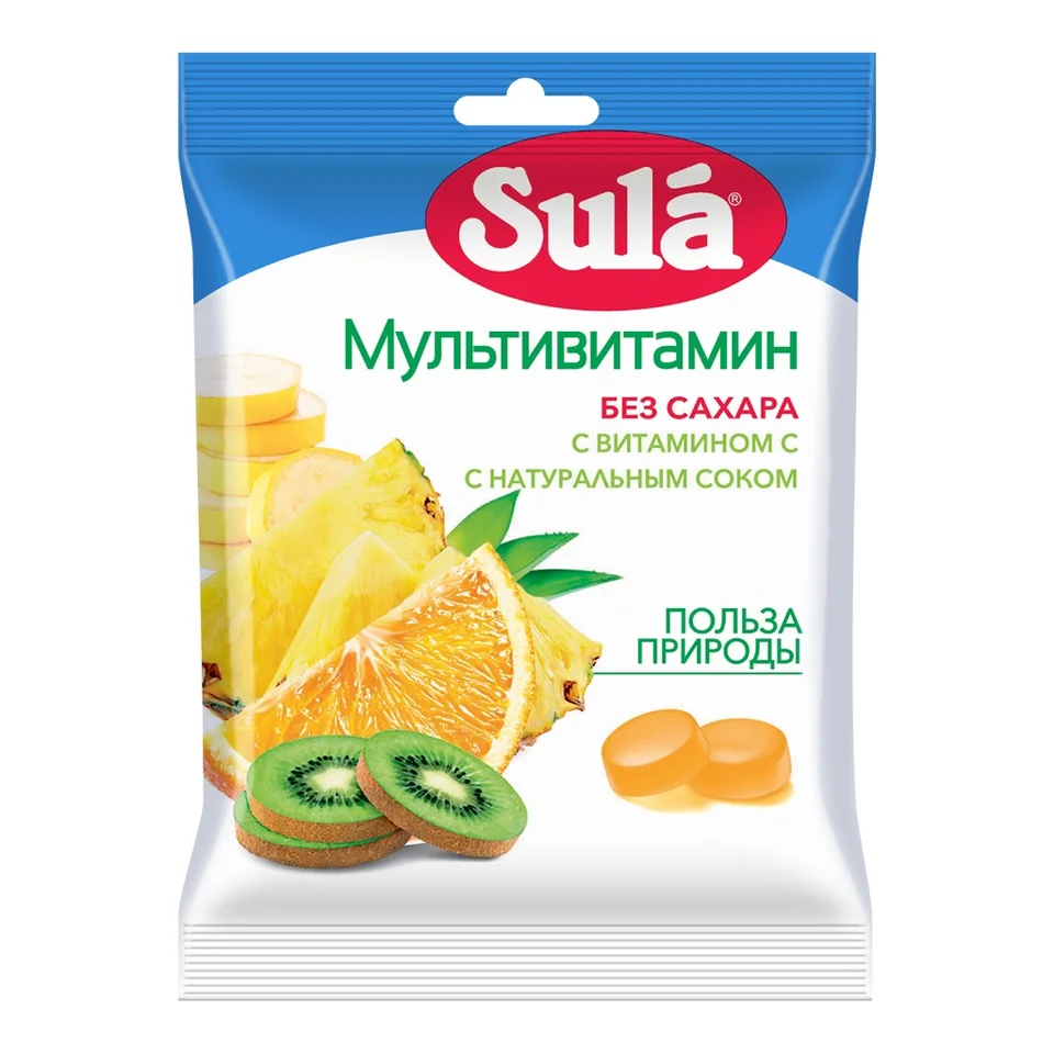 Зула карамель б сахара леденцовая Мультивитамин 60 гр