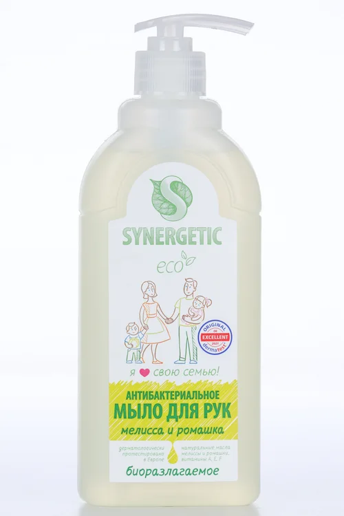 Мыло жидкое Synergetic для рук и тела мелисса и ромашка антибактериальное 500 мл