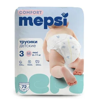 Подгузники-трусики Mepsi Comfort детские М (6-11 кг) 72 шт