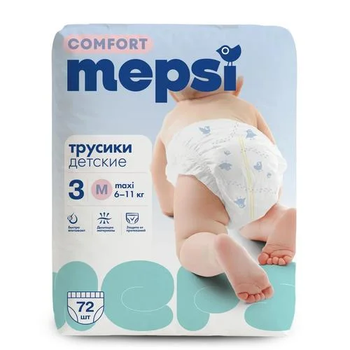 Подгузники-трусики Mepsi Comfort детские М (6-11 кг) 72 шт