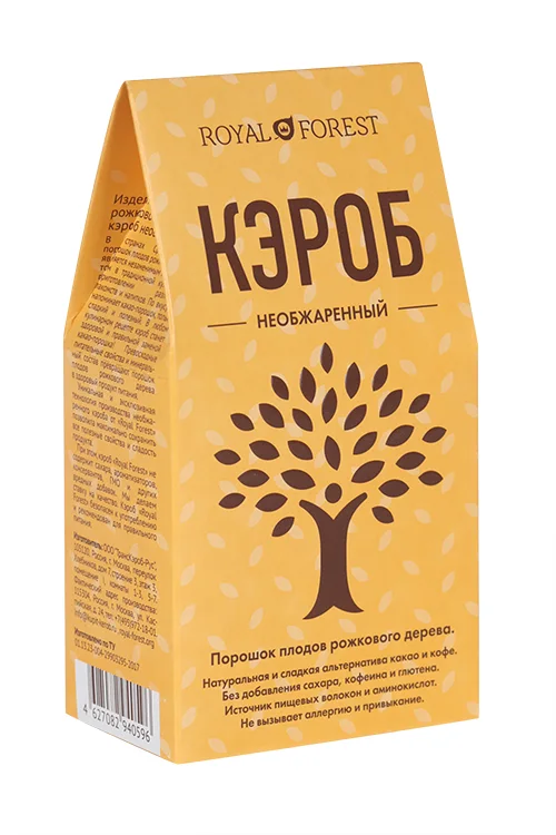 Кэроб Royal Forest необжаренный порошок из плодов рожкового дерева 100 гр