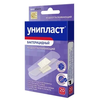 Унипласт Лейкопластырь Бактерицидный Прозрачный 1,9×7,2 см 20 шт