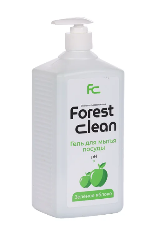 Гель Forest clean Зеленое яблоко для посуды с помпой 1 л