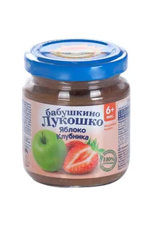 Пюре Бабушкино лукошко Яблоко с клубникой 100 гр