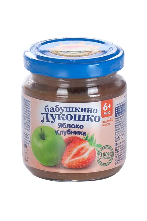 Пюре Бабушкино лукошко Яблоко с клубникой 100 гр