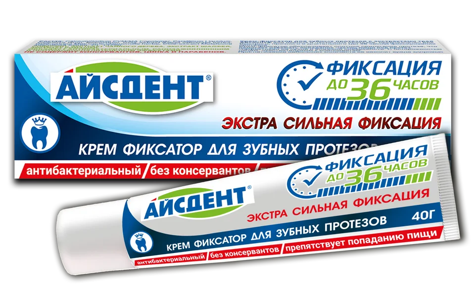 Айсдент крем-фиксатор для зубных протезов экстра сильная фиксация 40 гр
