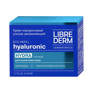 Eco-refill Гиалуроновый крем ультраувлажняющий ночной для сухой кожи, 50 мл, Librederm