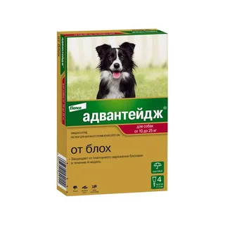 Адвантейдж капли от блох для собак весом от 10 до 25 кг 2,5 мл 4 шт