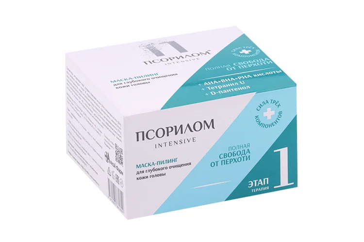 Маска-пилинг Псорилом Intensive для глуб очищ кожи головы с кислот АНА+ВНА+РНА, 150 мл