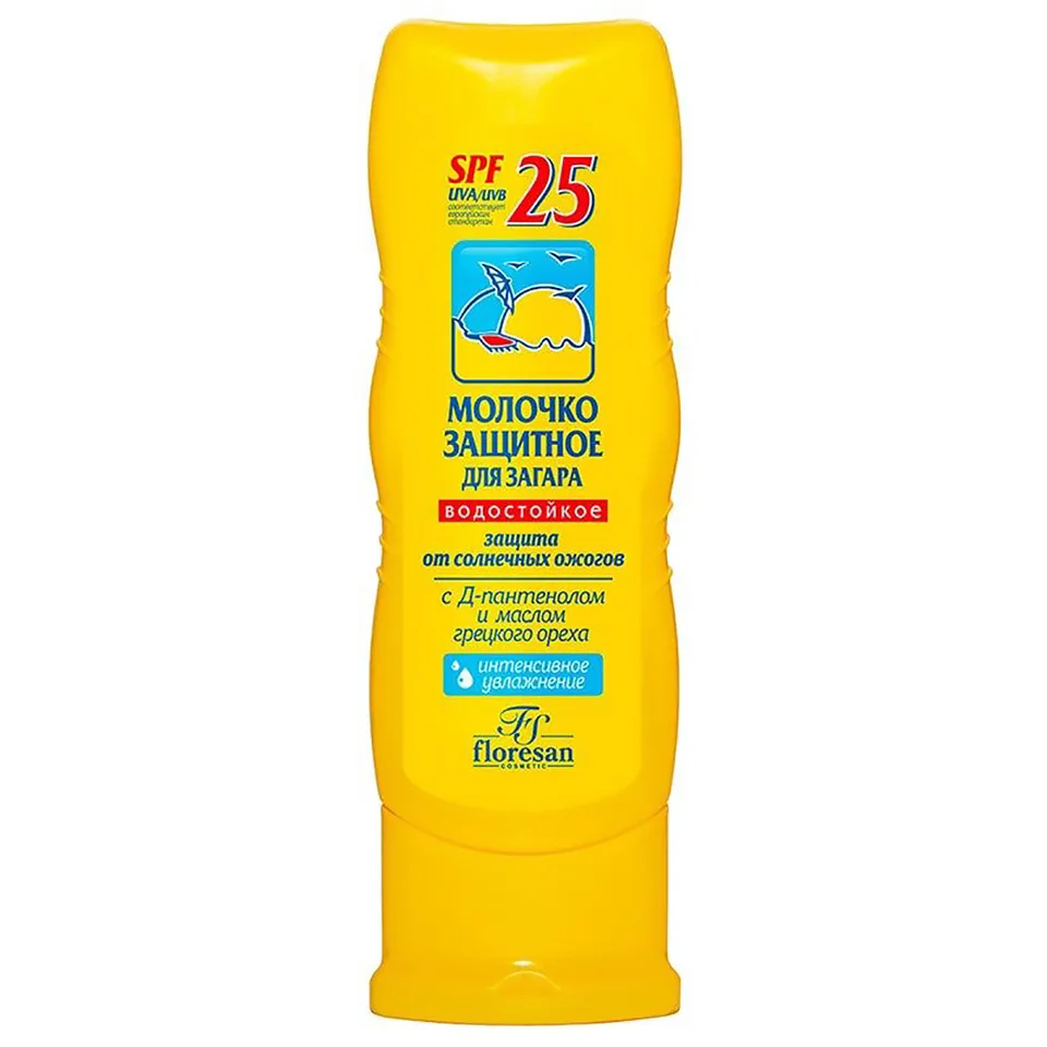 Молочко защитное для загара водостойкое SPF25 125 мл Floresan