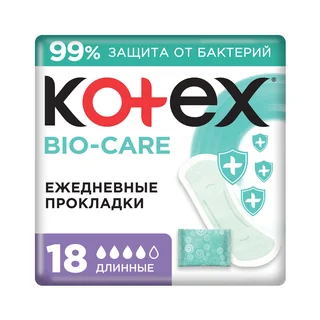 Котекс Био-кэа прокладки ежедневные с антибактериальным слоем внутри длинные 18 шт