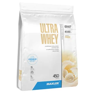 Сывороточный протеин Ультра Вэй (Ultra Whey), вкус Ванильное мороженое, 450 г, Maxler