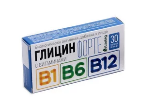 Глицин Форте сердце континента с витамином В 1, В 6, В12 таблетки 600 мг 30 шт