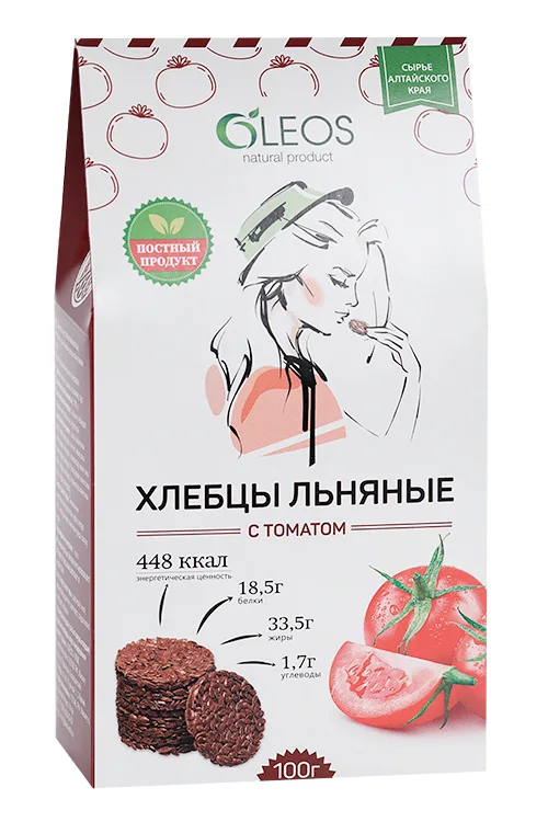Хлебцы Олеос льняные с томатом, 100 г