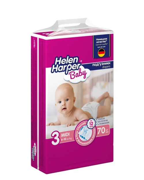 Подгузники Helen Harper Baby миди р 3 (6-10 кг), 70 шт