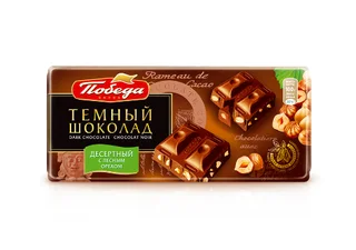 Шоколад Десертный темный с лесным орехом 100 гр