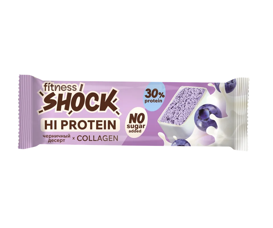 Батончик глазированный FitnesSHOCK "Черничный десерт" 40 гр