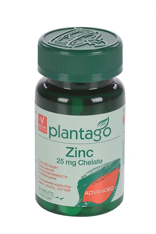 Zinc 25 mg Chelate Plantago 60 шт таблетки