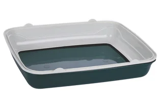 Лоток Чистый котик для кошек с ободом 47×39×15 см зеленый