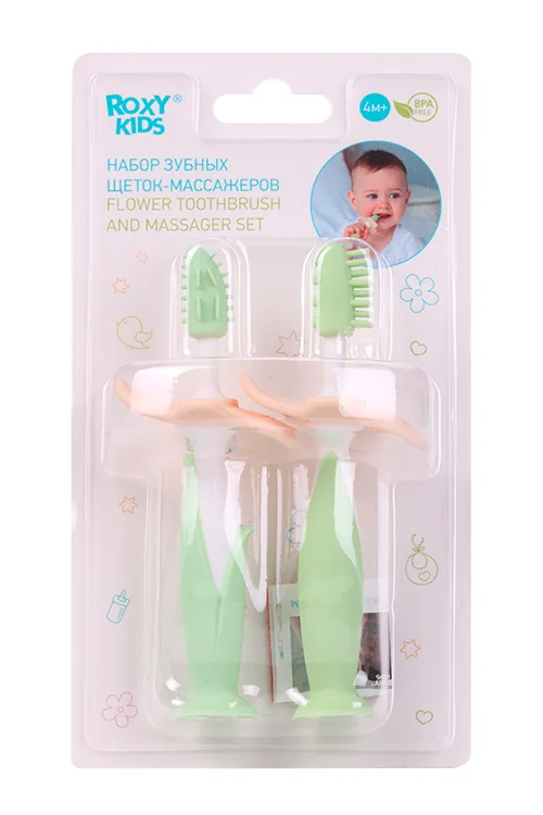 Набор Roxy Kids зубная щетка-массажер 2 шт для десен мятный (с 4 мес)