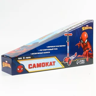 Самокат Marvel детский складной Человек-Паук колеса PU 120/80 мм Abec 7 цвет красный