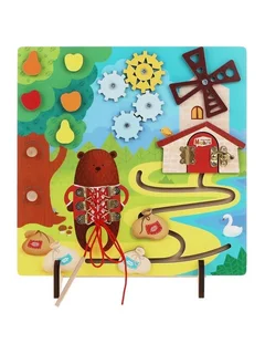 Игрушка Mapacha Бизиборд мишки на мельнице с доской для рисования