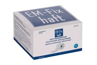Бинт EM-Fix Haft медицин эластич фиксир белый 6 см × 20 м