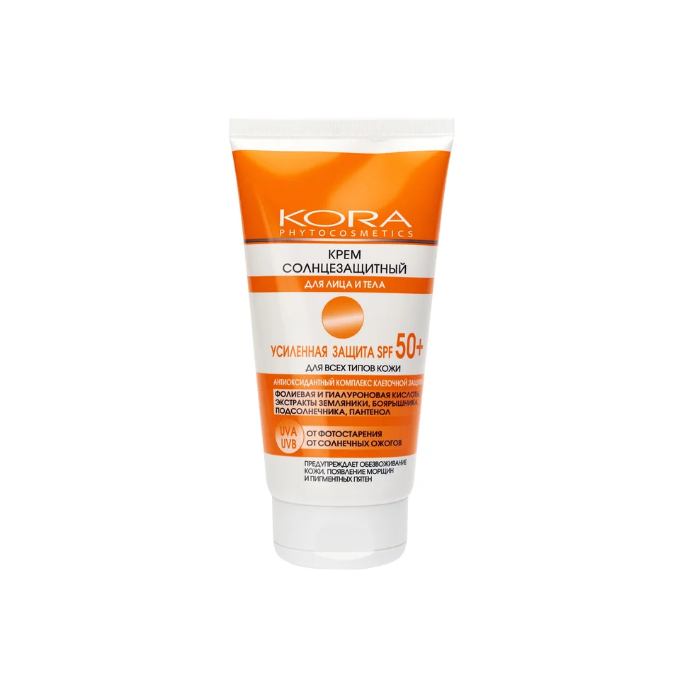 Кора крем солнцезащитный для лица тела усиленная защита SPF50+ 150 мл