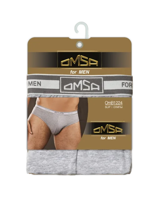 Трусы Omsa FOR MEN B_OmB 1224 муж слипы классич с откр резин серый меланж