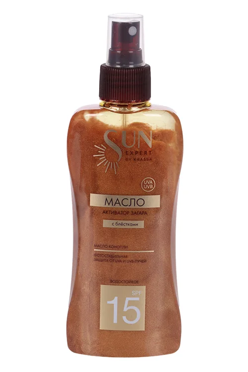 Масло-активатор загара Krassa SPF15 с блестками 180 мл (SE41368)