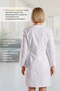 Халат Doctor Big медицинский женский белый Satory 3/4 рук кн