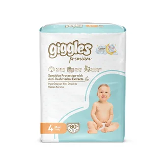 Подгузники детские Giggles Premium, 4 размер (7-18 кг) , 80 штук