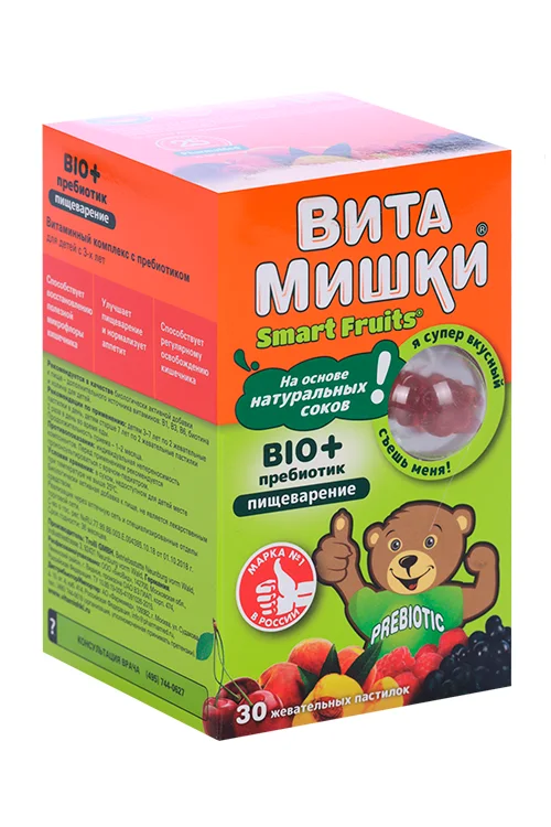 ВитаМишки Био+пребиотик, 30 шт, пастилки жевательные