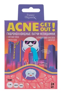 Патчи-невидимки Funny Organix AcneOFF Гидроколлоидные с салицил к-той и ментолом 24 шт