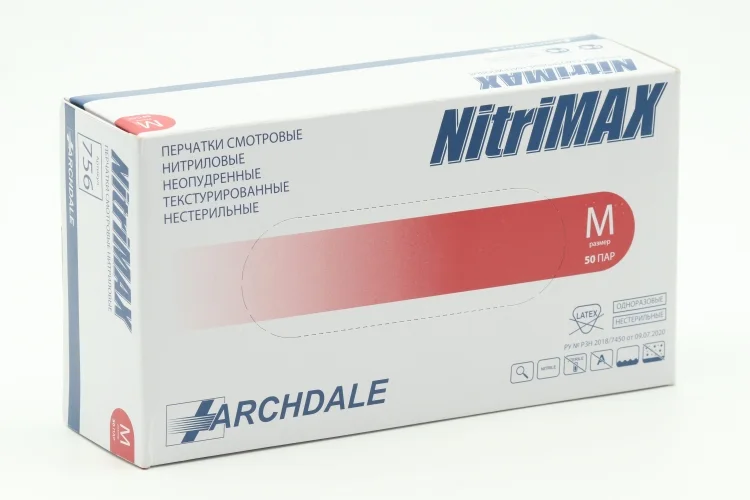 Перчатки Archdale Nitrimax нитрил / смотровые / неопудр / нестерил M 50 шт пара сиреневые