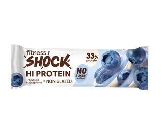 Батончик неглазированный FitnesSHOCK "Со вкусом маскарпоне и голубикой" протеиновый без сахара 60 гр