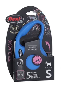 Поводок-рулетка Flexi new classic tape S 5 м до 15 кг синий