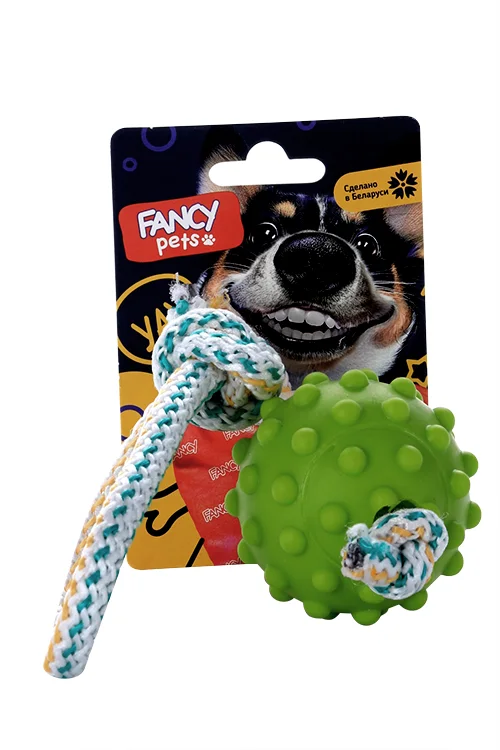 Игрушка для животных Fancy Pets мячик на веревке d=8,5 см зеленый