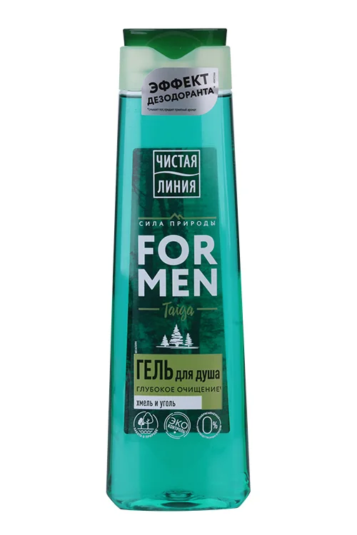 Гель для душа Чистая линия Taiga for men глубокое очищение хмель / уголь 400 мл