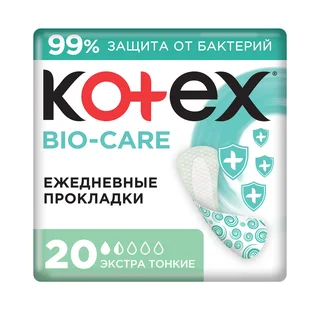 Котекс Био-Кэа Прокладки Ежедневные Экстра Тонкие 20 шт