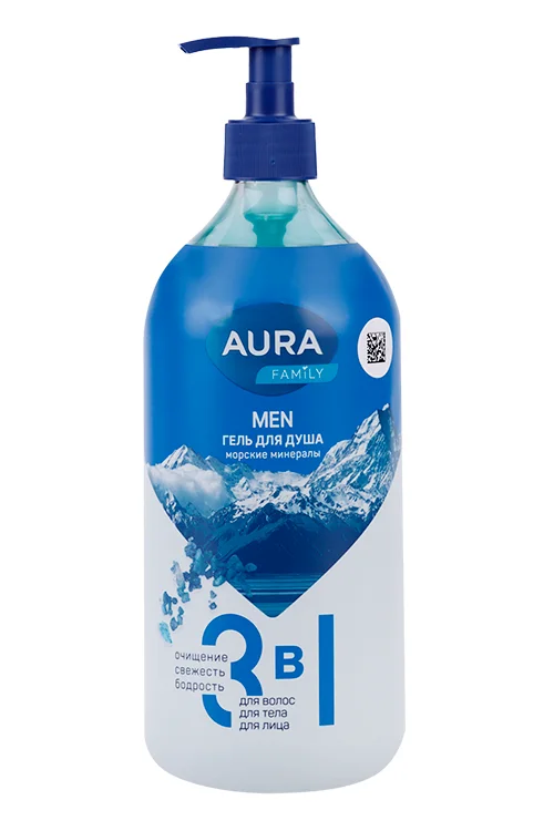Гель для душа Aura Family Men 3в1 морские минералы 1 л