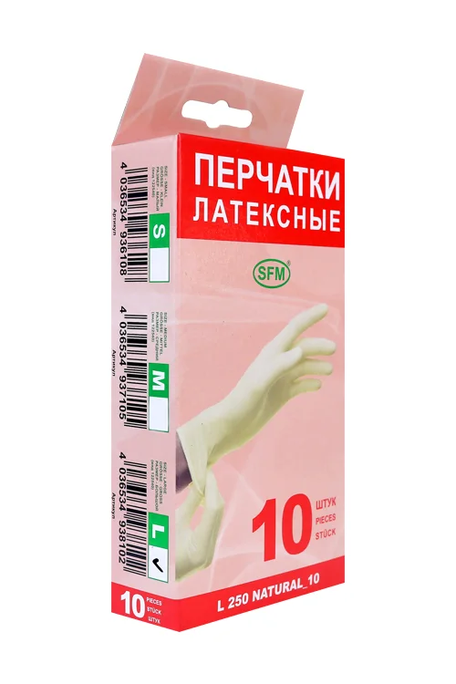 Перчатки SFM смотр / латекс / нестерил / неопуд / однораз L, 5 шт, пара
