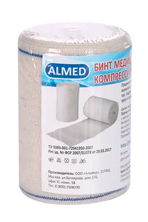 Бинт Almed мед эласт компресс в/раст с двумя металл клипсами 3м х 100 мм