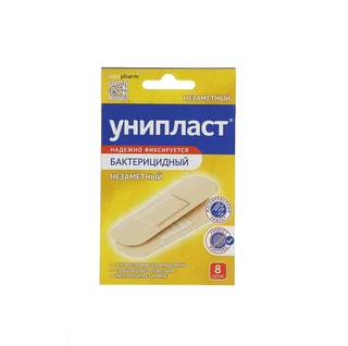 Лейкопластырь Унипласт Бактерицидный Незаметный 1,9×7,2 см 8 шт