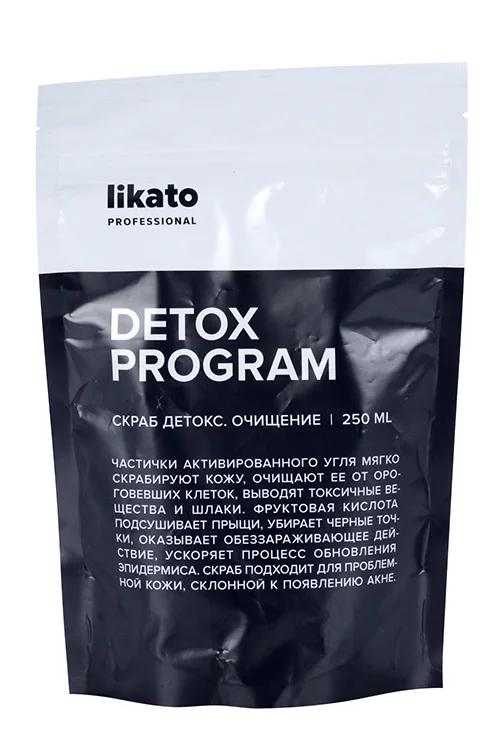 Скраб Likato Professional Detox бережное очищ актив уголь / масло миндаля / экстракт зизифуса 250 мл